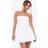 boohoo Womens Cotton Shirred Bandeau Button Mini Dress - White