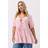 Yours Broderie Anglaise Tie Front Peplum Top - Light Pink
