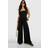 boohoo Womens Maternity Linen Look Straight Leg Trouser Black