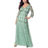 Roaman's Beaded V Neck Gown Plus Size - Dusty Mint