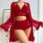 Shein Women Lace Long Sleeve Robe Camisole Shorts Set