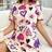 Shein Heart Letter Print Round Neck Short Sleeve T-Shirt - Nightgown