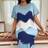 Shein Digital Wave Print Short Sleeve Casual Nightgown