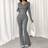 Shein Solid Color Hooded Zip-Up Top Casual Flare Pants Set - Spring Summer