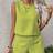 Shein Summer Solid Color Round Neck Sleeveless Top Shorts - 2pcs