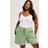 Yours Textured Tie Front Crinkle Tie Shorts - Light Green