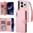 GANGXUN Pink Magnetic Leather Zipper Wallet Case