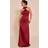 PrettyLittleThing Satin Twist Front Maxi Dress - Burnt Orange