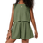 Shein Kids Tween Girls Casual Woven Solid Color Sleeveless Top And Loose Shorts Set - Holiday