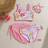 Shein Young Girls Three Pieces Swimwear Set Tropical Floral Print Bikini - Multicolor