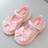 Shein Bowknot PU Pearl Hook And Loop Slip-On Shoes - Girls