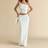Shein Solid Texture Floral Asymmetric Twisted Short Top Set - White