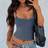 Shein Solid Color Lace Splice Round Neck Fitted Camisole