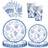 Shein Blue Floral Paper Plates Cups Set