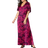 Jessica London Women's Stretch Knit Cold Shoulder Maxi Dress Plus Size - Pink Burst Flower