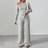 Shein Cozy Fuzzy Asymmetrical Shoulder T-Shirt Set - Winter