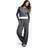 boohoo Waffle Insert Shrunken Zip Through Hoodie Straight Leg Jogger Set - Grey