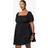 boohoo Plus Linen Tie Back Puff Sleeve Smock Mini Dress - Black