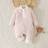 Shein Newborn Baby Girl Summer Romper Long Sleeve Pink Striped Collar Soft Jumpsuit - Pink
