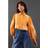 Warehouse Embroidered Poplin Cropped Shirt - Orange
