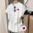 Shein Women Casual Loose Fit Heart Embroidery Short Sleeve Top Set
