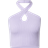 Urban Classics Ladies Rib Knit Crossed Neckholder Top - Light Purple