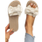Shein Women's Bow Decor Flat Sandals, Round Toe Slip-On Summer Shoes, Non-Slip Beach Sandals, Lightweight Ladies Flip Flops