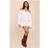 PrettyLittleThing Long Sleeve Bardot Floaty Playsuit - Cream