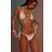 PrettyLittleThing Cream Embroidered Bead Detail Tie Bikini Bottoms - White