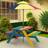 OutSunny Kids Picnic Bench with Removable Parasol 44.5 x 96 x 11.5 cm
