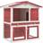 vidaXL Outdoor Rabbit Hutch 3 Doors Red