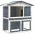 vidaXL Outdoor Rabbit Hutch 3 Doors Grey