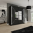 Sliding Wardrobes 4u Nicole Double Mirror Black Wardrobe 180x217cm