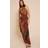PrettyLittleThing Floral Print Chiffon High Neck Maxi Dress - Brown