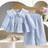 Shein Baby Girl Striped Ruffled Collar Long Sleeve Top Pants Set