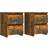 vidaXL 815328 Smoked Oak Bedside Table 30x30cm 2pcs