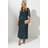 Yours Plus Size Blur Floral Mesh Dress - Teal Blue