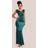 Goddiva Satin Off The Shoulder Maxi Dress - Green