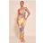 PrettyLittleThing Floral Abstract Printed Onion Skin Bandeau Dress - Yellow