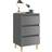 vidaXL Solid Wood High Gloss Grey Bedside Table 35x40cm