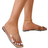 Shein Women Fashion Crystal Clear Strap Flat Sandals Slippers - Brown