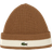 Lacoste Rib Knit Carded Wool Beanie - Brown/White
