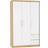 SECONIQUE Seville White Gloss/Light Oak Effect Veneer Wardrobe 111x180cm