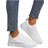 Shein Plus Size Women Sports Shoes, White Versatile Student Shoes, Flat Fashion Sneakers, New White Lace-Up Casual Flat Non-Slip Trainers