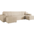 Mirjan24 Hobson Bäddsoffa Dubbeldivan 4-sits i Plysch Beige Soffa 312cm 6-sits
