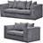 B&Q Dylan Grey Sofa 190cm 2pcs 3 Seater, 2 Seater