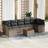 vidaXL 8 Piece Garden Set Grey Poly Rattan Acacia Modular Sofa