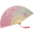Shein 1pc Pink Flower Pattern Decor Folding Chinese Style Fan For Parties