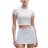 Lululemon Swiftly Pointelle Crop Kurzarmshirt Herringbone Dot - White