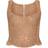PrettyLittleThing Textured Sheer Floral Square Neck Corset - Brown